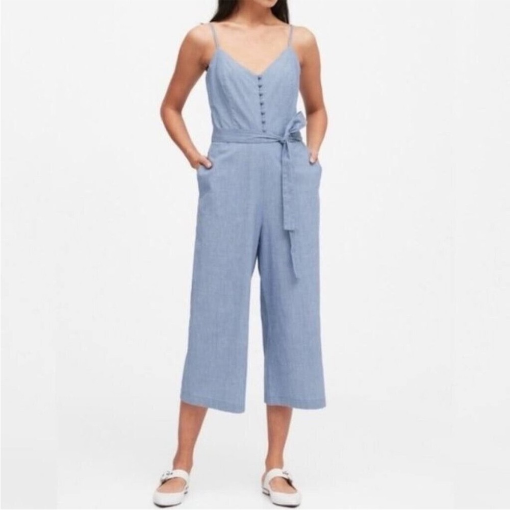 Banana Republic Crop Chambray Blue Jumpsuit Romper